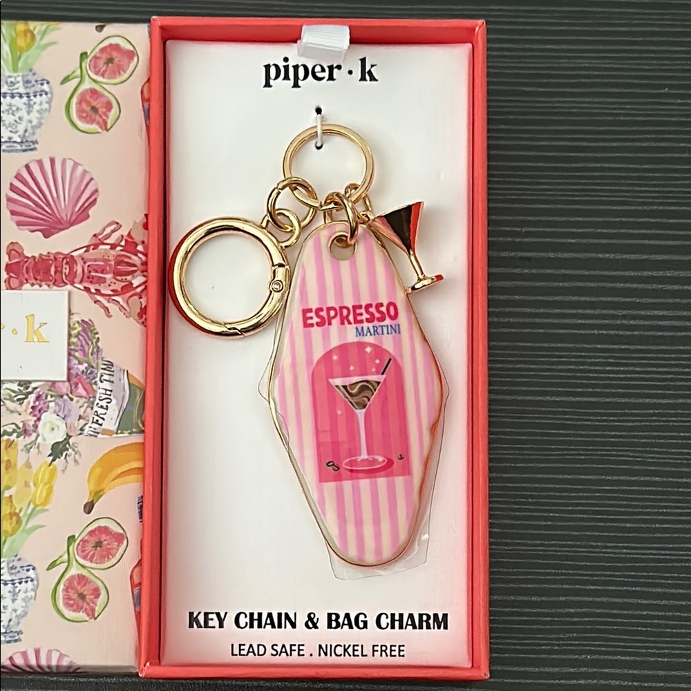 Piper K Pink Espresso Martini Key Chain & Bag Charm